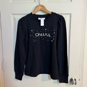 Women’s LOFT Sweater Black “Cheers” - Size Medium
